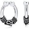Bling Jewelry Unisex Bali Style Tribal Swirl Tiny Round Ear Lobe Cartilage Fake Nose Septum Hoop Ring Orecchini Ossidati .925 Sterling Silver Hoop Rings Non Piercing