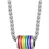 Bandmax LGBT Gay Pride Arcobaleno Rainbow Collana Uomo Donna, 02 Stile Cilindrica Collana Pendente, Argento Ciondoli Per Collane LGBT Accessori, Idee Regalo per Coppia
