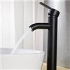 SDYDAY Rubinetto per lavabo in rame nero opaco, con maniglia singola, per acqua calda e fredda, design elegante e retrò, monoforo, resistente (nero), grande