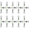DOODLREAM 10 girelle da pesca a 3 vie con perline luminose, 3,3 x 1,5 cm, girelle incrociate a T, rotazione a 360°, in acciaio inox, per acqua salata, acqua dolce, pesce gatto, pesca surf