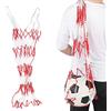 Haofy Borsa Sportiva Versatile per Basket, Calcio, Pallavolo, Supporto in Rete di Grande capacità, Design Robusto in Corda, Lunghezza 4,1 Piedi in Rosso e Bianco (custodia)