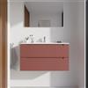Parama Mobile bagno sospeso 90cm terracotta due cassetti soft-close con lavabo bianco lucido | Bako