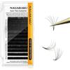 NAGARAKU Easy Fan Ciglia 2 Layers 2~20D Auto-Ventilanti Volume Ciglia Ciuffetti Tecnica Ventaglio Volume Blooming Morbide Naturali Risparmio di Tempo Auto Self Fanning Fluffy Lash Nero (0.05 D 8-15mm）