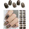 Wahrshei Unghie Gel Adesive No UV | Smalto Adesivo Gel -Non Sono Necessari UV | 22 PCS Pellicola per Unghie Autoadesiva | Impacchi di Smalto Gel per Unghie (Brown Marble)
