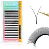 NAGARAKU YY Ciglia Extension 4D Ciglia a Forma di Y Ventagli Prefabbricati Volume Russo Premade Fans Naturale Eyelash Individuali Cluster Wispies Incrociate Ciglia Opaco Nero 12 File(0.05 D 8-12mm）