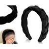 Lhbwhiz Fascia Lhbwhiz, fascia per capelli intrecciata in velluto,fascia attorcigliata,fascia larga annodata,accessori per capelli imbottiti vintage,per le donne che si lavano il trucco(nero)