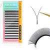 NAGARAKU YY Ciglia Extension 4D Ciglia a Forma di Y Ventagli Prefabbricati Volume Russo Premade Fans Naturale Eyelash Individuali Cluster Wispies Incrociate Ciglia Opaco Nero 12 File(0.05 C 8-12mm）