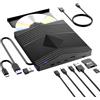 Aumdie Lettore CD Esterno per PC Portatile, USB 3.0 Masterizzatore DVD CD Esterno con Lettore di Schede TF/SD, Lettore DVD per PC Laptop Mac Windows 11/10/8.1/7/XP/Vista Linux Macbook