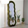 Dmora - Specchio Blevio, Specchiera, Articolo d'arredo a muro, Decorazione con specchio, 60 x 4 h160 cm, Verde