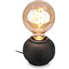 BRILONER - Lampada da tavolo con interruttore a filo, base in ceramica, E27 max. 25W, lampada da comodino, scrivania, comodino camera letto, lettura, arredo soggiorno, 10 x 8 cm, Nero