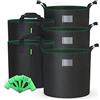 VOUNOT® Set di 5 Sacchi per Piante in Tessuto Non Tessuto 65L, Vasi di Coltivazione con Maniglie e Etichette, Grow Bag Borse per Piantare Verdure e Frutta