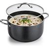 VEVOR - Pentola per zuppe in alluminio, capacità 11,4 litri, con rivestimento antiaderente, priva di PFOA e PFAS, compatibile con fornelli a gas, a induzione ed elettrici, ideale per zuppe, stufati e pasta