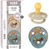 BIBS Liberty Colour Ciuccio, 0-6 mesi, 2-pack, June Blossom Hush/Island Sea | Tettarella rotonda | Lattice di gomma naturale | Taglia 1 | Senza BPA | Prodotto in Danimarca | Scudo anti-irritazione
