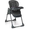 Foppapedretti Seggiolone Gourmand, bambini da 6 mesi a 3 anni (fino a 15 Kg), Leggero e Compatto, Morbida Imbottitura Amovibile e Lavabile, Reclinabile Multiposizione, Cesto Porta Oggetti, Graphite