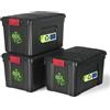 Iris Ohyama, grande contenitore in plastica, contenitore per garage da 60 litri, Lotto di 3, SIA-60, nero, impilabile, clip di chiusura - L59 x P39,5 x A35,5 cm