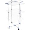 GIMI Modular 3 Stendibiancheria da Pavimento, Stendino a Torre, Verticale, con Ruote, Spazio di Stenditura 30 m, Acciaio, Bianco/Blu, 71 x 71 x 132 cm