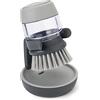 Joseph Joseph Palm Scrub - Dispenser di sapone ricaricabile spazzolino da cucina per lavare i piatti con supporto ripiano, grigio