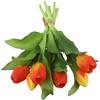 CYRENT Bouquet di tulipani artificiali con 7 fiori in poliuretano realistici al tatto, bouquet floreale per casa, matrimoni, feste, decorazione da tavolo, 33 cm (arancione)
