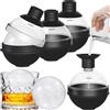 Gimars 4 Grandi Stampi Sfera per Ghiaccio con Coperchio a Imbuto,Forma Ghiaccio Silicone Senza BPA da 6cm,Stampo Rotondo per Cubetti Ghiacci da Cocktail Whisky Vino Bevande Tè,Rilascio Facile