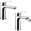 Arcdesign Selection Coppia miscelatore lavabo e bidet in ottone cromo Made in Italy