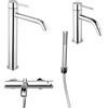 Arcdesign Selection Set miscelatori gruppo vasca lavabo alto e bidet con piletta click clack INCLUSA forma tonda cromo