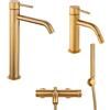 Arcdesign Selection Set miscelatori gruppo vasca lavabo alto e bidet con piletta click clack INCLUSA forma tonda oro spazzolato