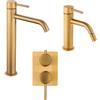 Arcdesign Selection Set miscelatori incasso doccia con deviatore lavabo alto e bidet con piletta click clack INCLUSA forma tonda oro spazzolato