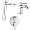 Arcdesign Selection Set rubinetti incasso doccia con deviatore due uscite lavabo alto e bidet con piletta click clack INCLUSA forma quadra cromo