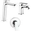 Arcdesign Selection Set rubinetti incasso doccia una uscita lavabo alto e bidet con piletta click clack INCLUSA forma quadra cromo