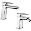 Arcdesign Selection Set rubinetti lavabo e bidet con piletta click clack INCLUSA forma quadra cromo
