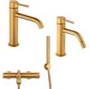 Arcdesign Selection Set miscelatori gruppo vasca lavabo e bidet con piletta click clack INCLUSA forma tonda oro spazzolato