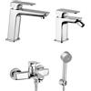 Arcdesign Selection Set rubinetti gruppo vasca lavabo e bidet con piletta click clack INCLUSA forma quadra cromo