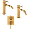 Arcdesign Selection Set miscelatori incasso doccia con deviatore lavabo e bidet con piletta click clack INCLUSA forma tonda oro spazzolato