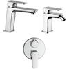 Arcdesign Selection Set rubinetti incasso doccia con deviatore due uscite lavabo e bidet con piletta click clack INCLUSA forma quadra cromo