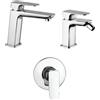 Arcdesign Selection Set rubinetti incasso doccia una uscita lavabo e bidet con piletta click clack INCLUSA forma quadra cromo