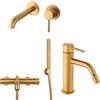 Arcdesign Selection Set miscelatori gruppo vasca lavabo a parete e bidet con piletta click clack INCLUSA forma tonda oro spazzolato