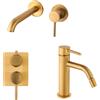 Arcdesign Selection Set miscelatori incasso doccia con deviatore lavabo a parete e bidet con piletta click clack INCLUSA forma tonda oro spazzolato