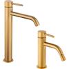 Arcdesign Selection Set miscelatori lavabo alto e bidet con piletta click clack INCLUSA forma tonda oro spazzolato