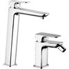 Arcdesign Selection Set rubinetti lavabo alto e bidet con piletta click clack INCLUSA forma quadra cromo