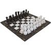 Italfama Scacchi In Marmo Italiano 40cm Grigio Bianco Con Scatola In Pelle