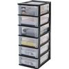 Iris Ohyama Cassettiera in Plastica, Portaoggetti, 6 Cassetti Medi, Nero, Apertura Facile, Formato A4, A5 e A6, Organizzatore, Per Ufficio, Scuola, Cartoleria, Senza BPA, Contenitore, OCH-2006