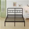 Lutown-Teen Struttura Letto Matrimoniale 180x200 cm a Doghe, Rete Matrimoniale 180x200 Alta 36 cm con Testiera, Giroletto con Contenitore Sotto il Letto in Ferro, Montaggio Facile, Silenzioso, Nero