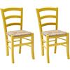 KONTE.DESIGN Set di 2 sedie CENISIA in legno, Giallo, 42 x 43 x 88 cm