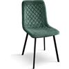 KONTE.DESIGN Set di 4 sedie NOHO in velluto verde e gambe in metallo antracite