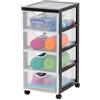 Iris Ohyama Cassettiera in Plastica con ruote, 4 Cassetti Piccoli, Nero, Maniglie facili da tirare, Organizzatore, Per Camera Da Letto, Bagno, Scuola e Ufficio, Senza BPA, Contenitore, DDDC-004