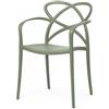 KONTE.DESIGN Set di 4 poltroncine LONG ISLAND in polipropilene verde, schienale intrecciato, con braccioli, 52 x 57 x 81 cm