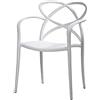 KONTE.DESIGN Set di 4 poltroncine LONG ISLAND in polipropilene bianco, schienale intrecciato, con braccioli, 52 x 57 x 81 cm