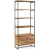 KONTE.DESIGN Libreria ELMER in legno di acacia e acciaio 73x35x190 cm
