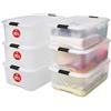 Iris Ohyama Scatole Portaoggetti in Plastica con Coperchio, 30L, Lotto di 6, Trasparente, Con Chiusura a Clip, Empilabile, Solido, Per Armadio, Garage, Casa, Ufficio, Organizzatore, TB-30