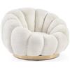 KONTE.DESIGN Poltrona girevole FLOREL in tessuto effetto bouclé naturale